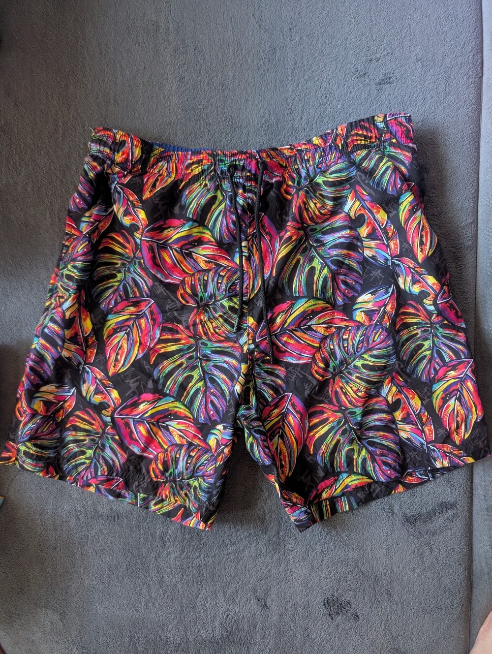 Broken Threads Tropical Rainbow Leaf Swim Shorts